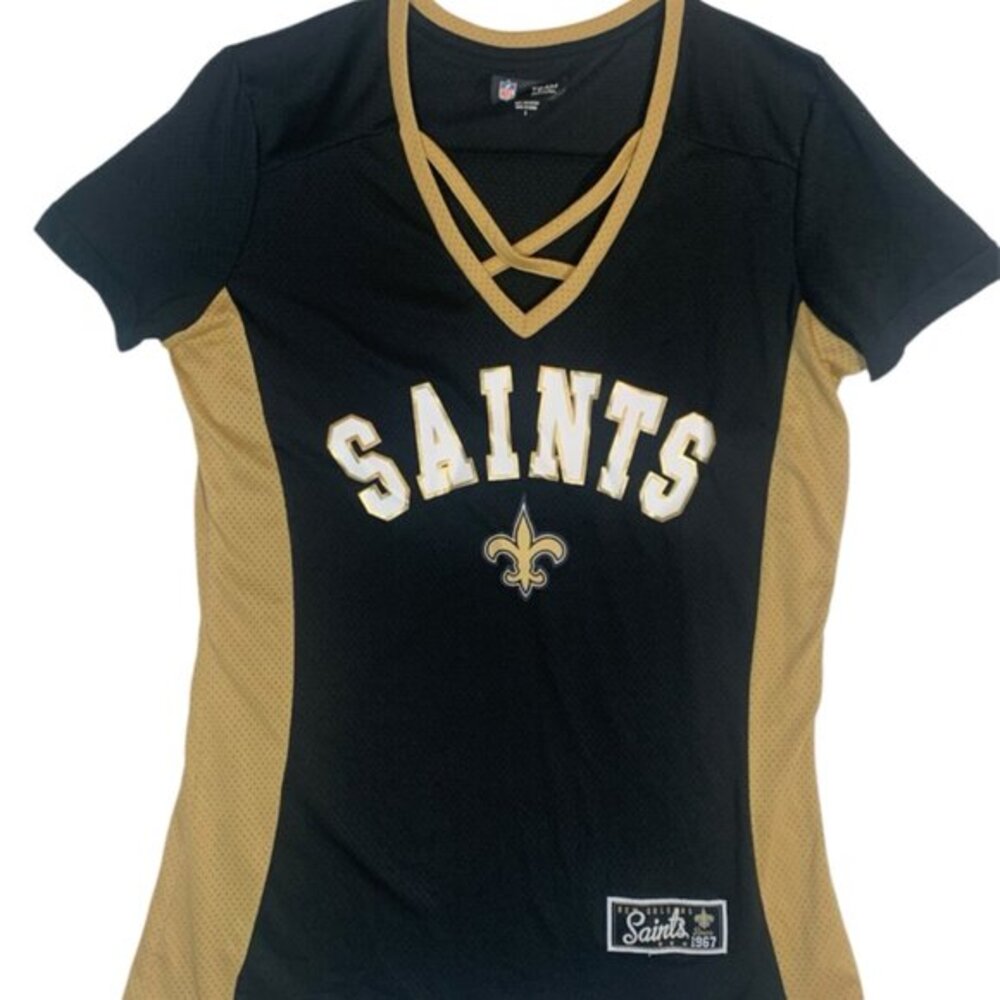 New Orleans Saints NFL Ladies Top Size S Black Gold Sexy